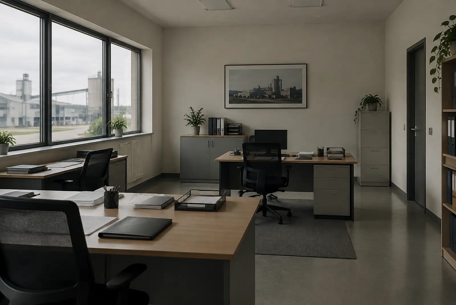 Ilustrasi representatif ruang kantor dan administrasi